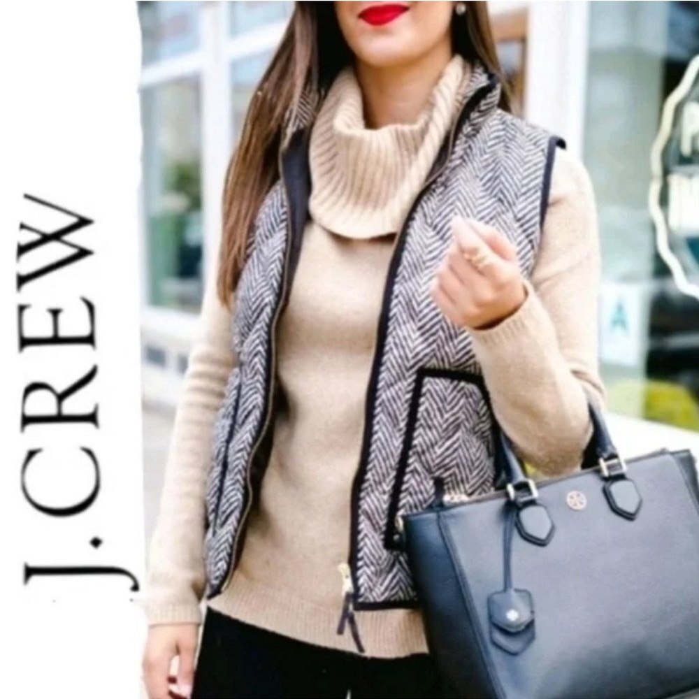 J. Crew Black and White Chevron Vest